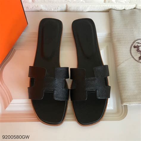 hermes slipper black